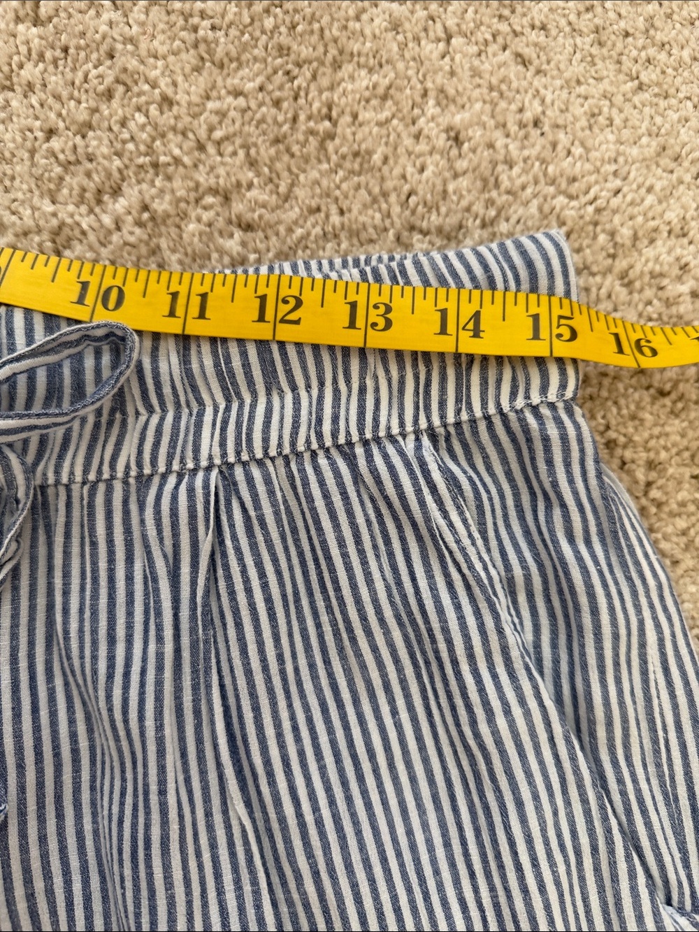 Striped Wide-Leg Drawstring Pants in Blue & White - Picture 4 of 5